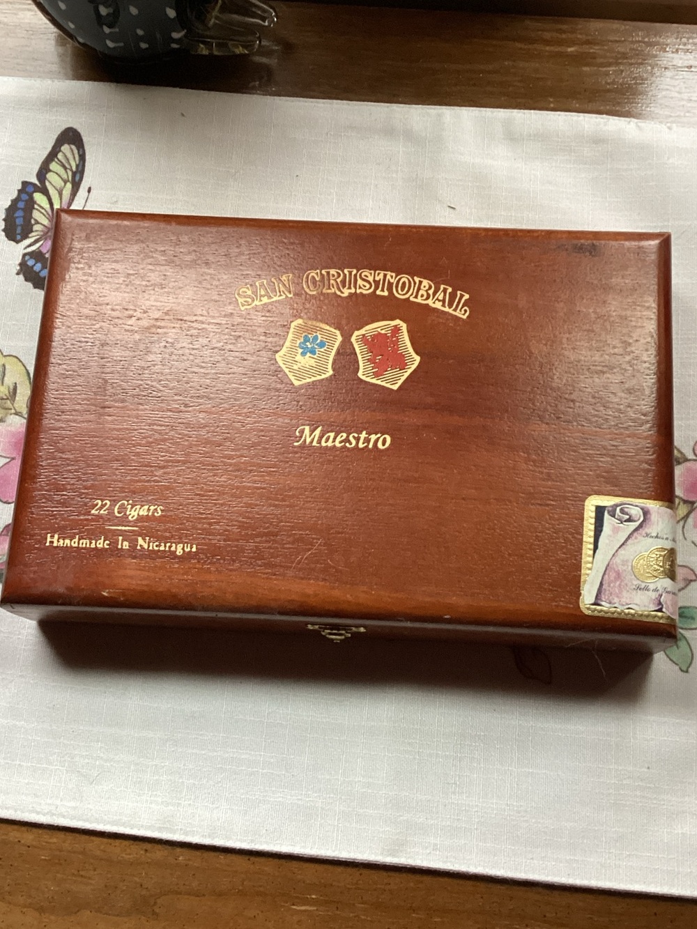 San Cristobal Maestro Wooden Cigar Box - Brown - empty